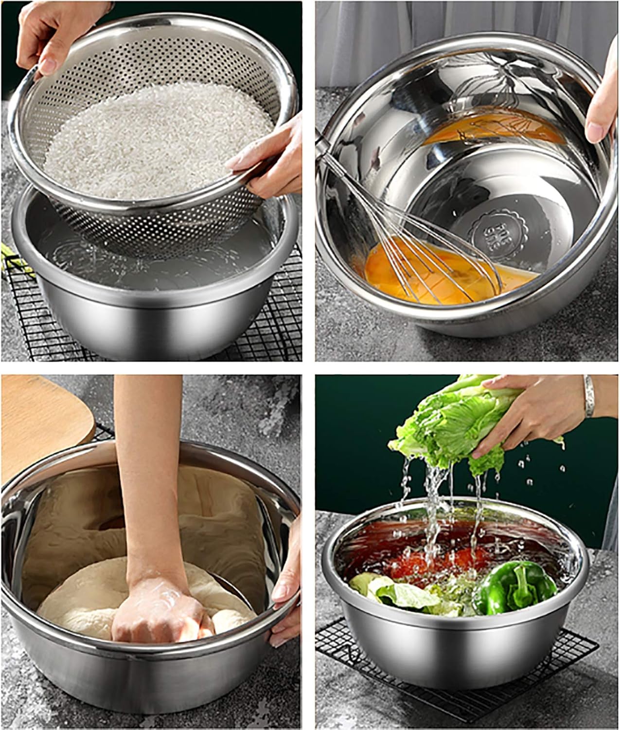 調理用ボール （8個セット）ステンレス製ミキシングボウル、濃厚食品